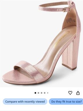 Dream Pairs Rose Metallic Block Heel Sandals with Ankle Strap- champagne